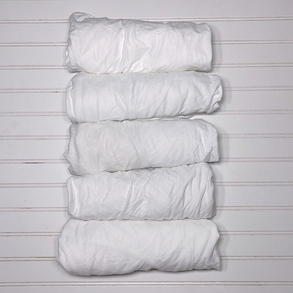 BURTS BEES Set of 5 100% Organic Cotton Plain White Fitted Standard Crib Sheets - Picture 1 of 1